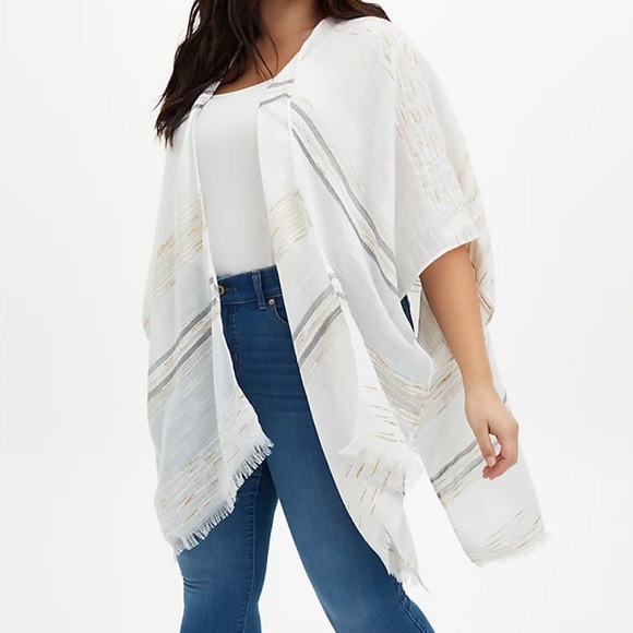 torrid Other - Torrid Ivory Metallic Neutral Stripe Ruana NWT